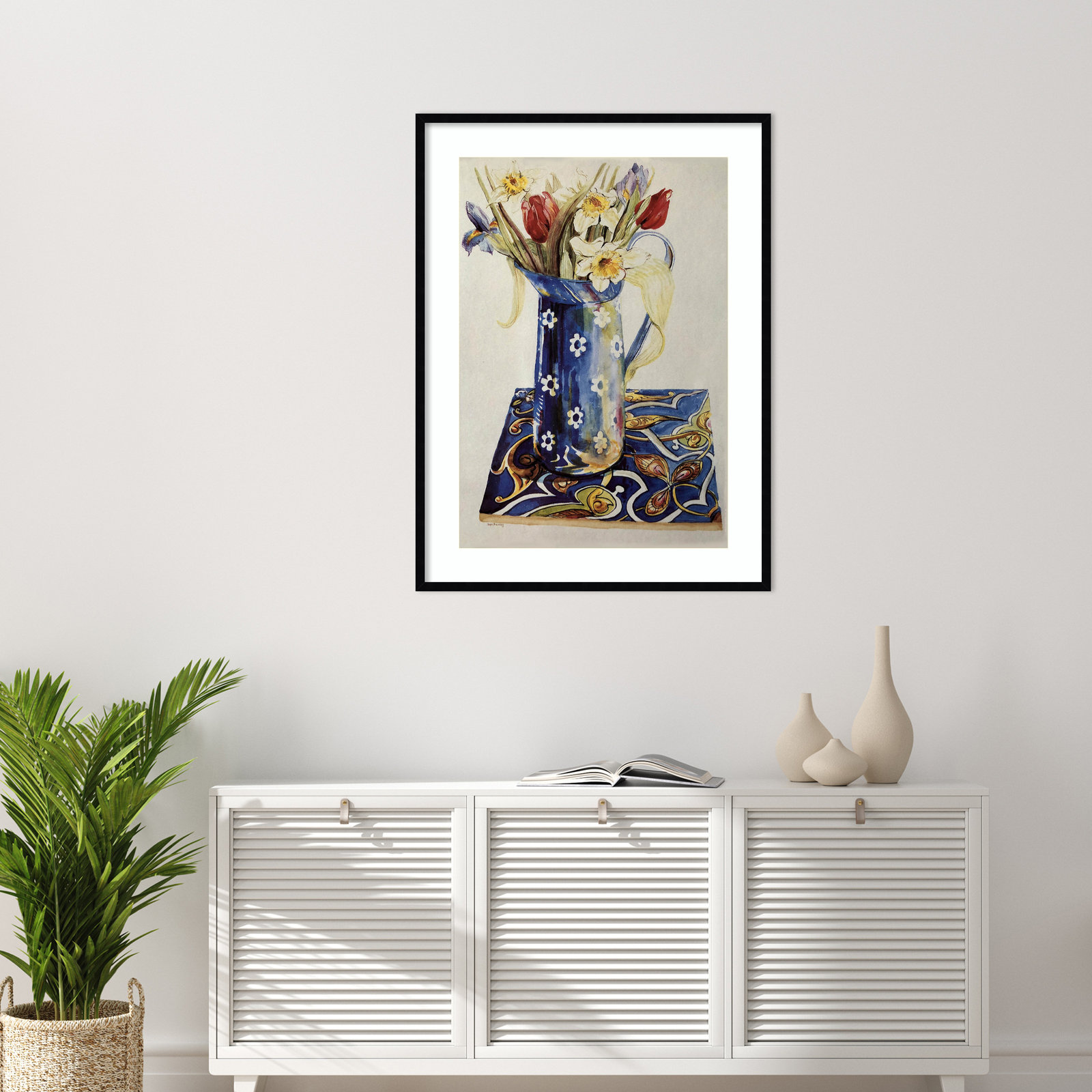Tulips Print by Joan Thewsey, 41" H x 31" W, Black