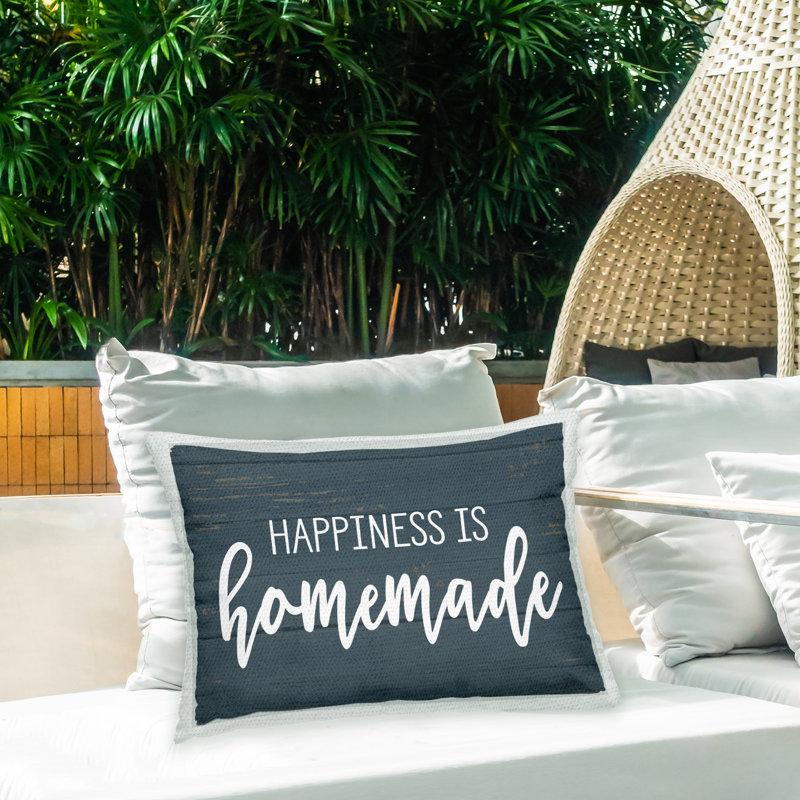 Coussin d'extérieur imprimé Happiness is Hommade