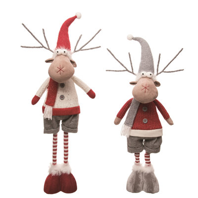 Ensemble de 2 décorations de Noël pour renne en peluche télescopique 