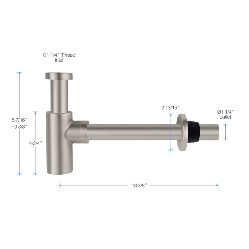 Siphon pour bouteille de salle de bain Kibi, Nickel brossé