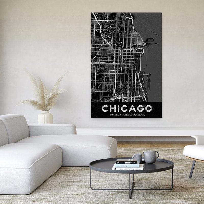 Chicago, art mural rétro, H 60 po x l 40 po
