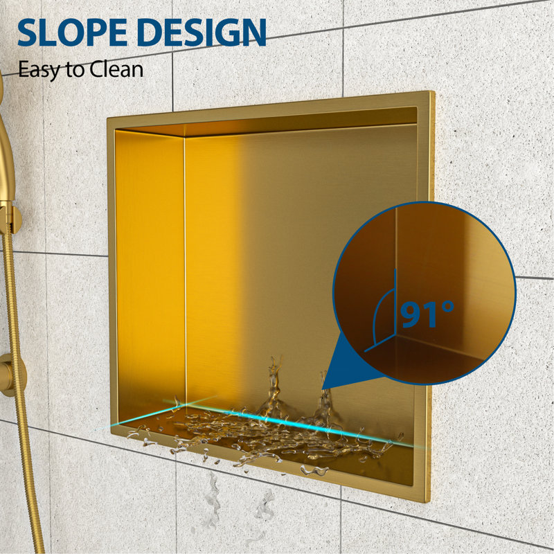15" X 13" Stainless Steel Shower Niche, Gold