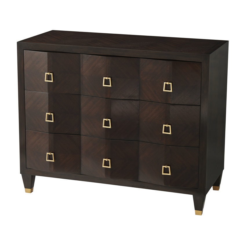Leif Cambridge Chevron Mahogany 3-Drawer Accent Chest