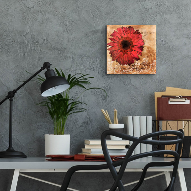 «Gerbera Italia» par Art Licensing Studio, art mural en verre acrylique, H 12 po x l 12 po x P 0,13 po