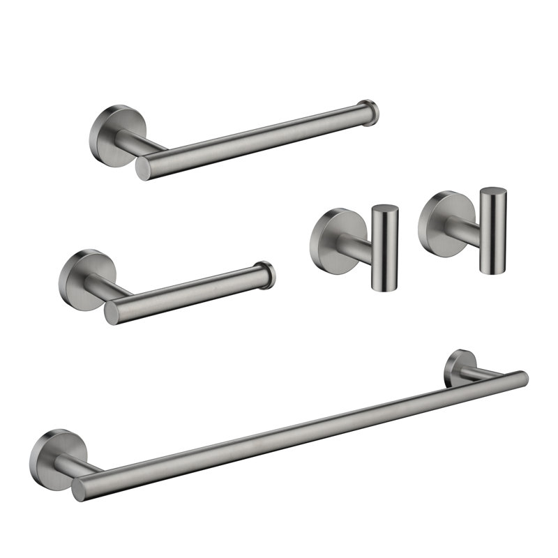 5 - Piece Bathroom Hardware Set, Silver