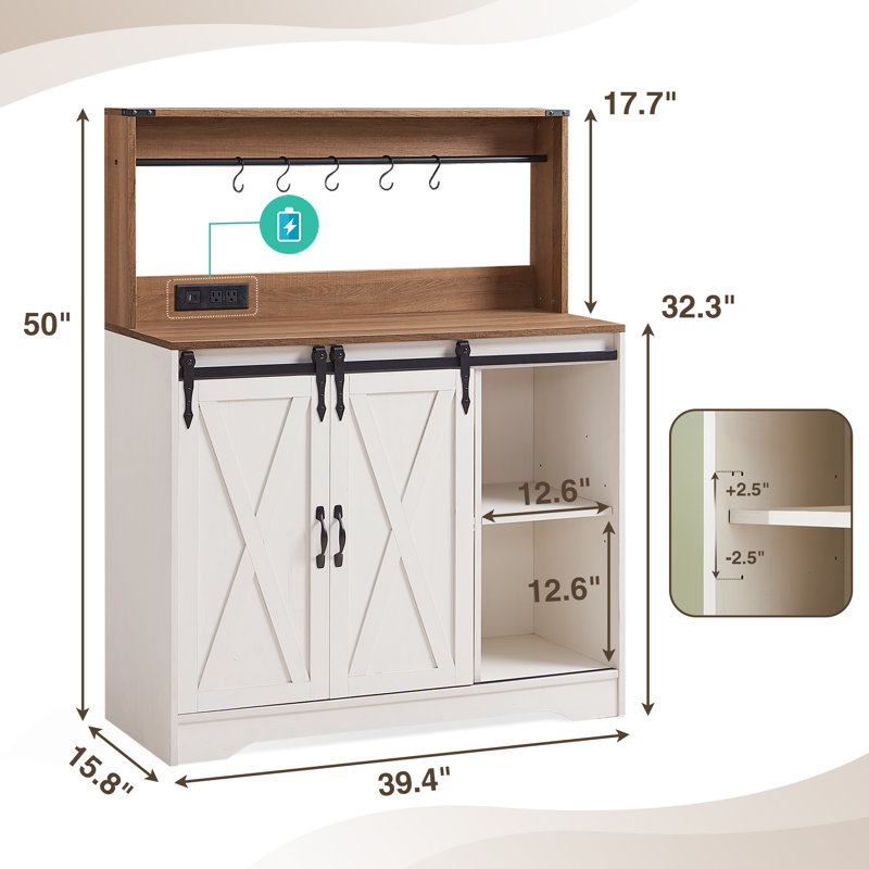 Buffet de cuisine 39,4 po Vehorn, Blanc