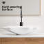 Lavabo vasque de salle de bain en forme de coquille de 24 po x 13 po, céramique à cuisson élevée, facile à nettoyer, assemblage de drain préinstallé de conception américaine, glacis de qualité, sans robinet percé
