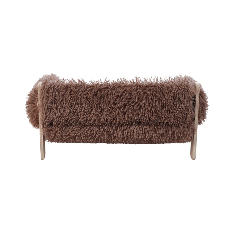 Faux Fur Pet Bed, 27cm H x 54.5cm W x 44cm D, Brown