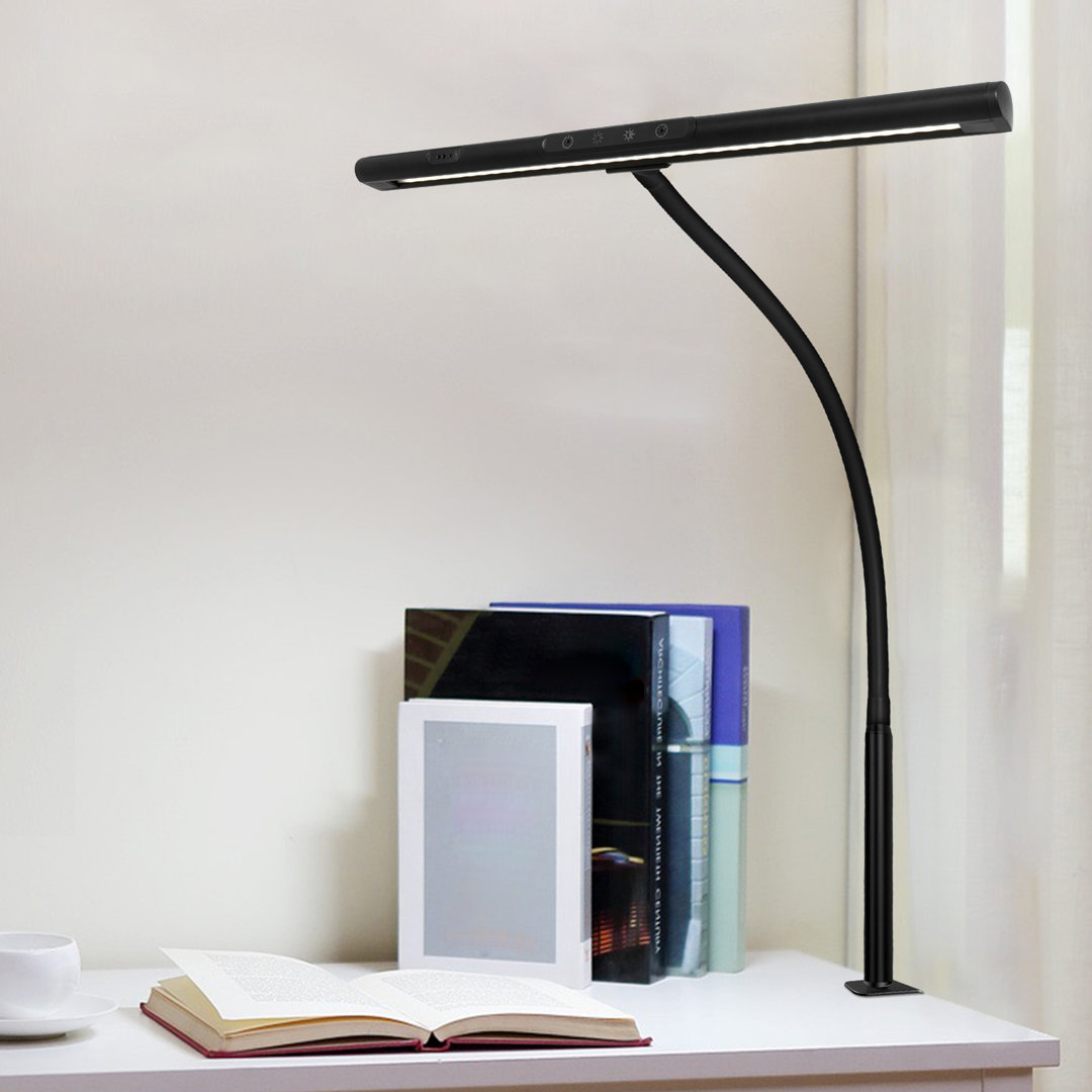 12W Adjustable Goose-Neck Led Desk Clamp Lamp With Stepless Dimming Touch-Control Eye-Care Architect Drafting Task Table Lamps For Home Office Orren Ellis 