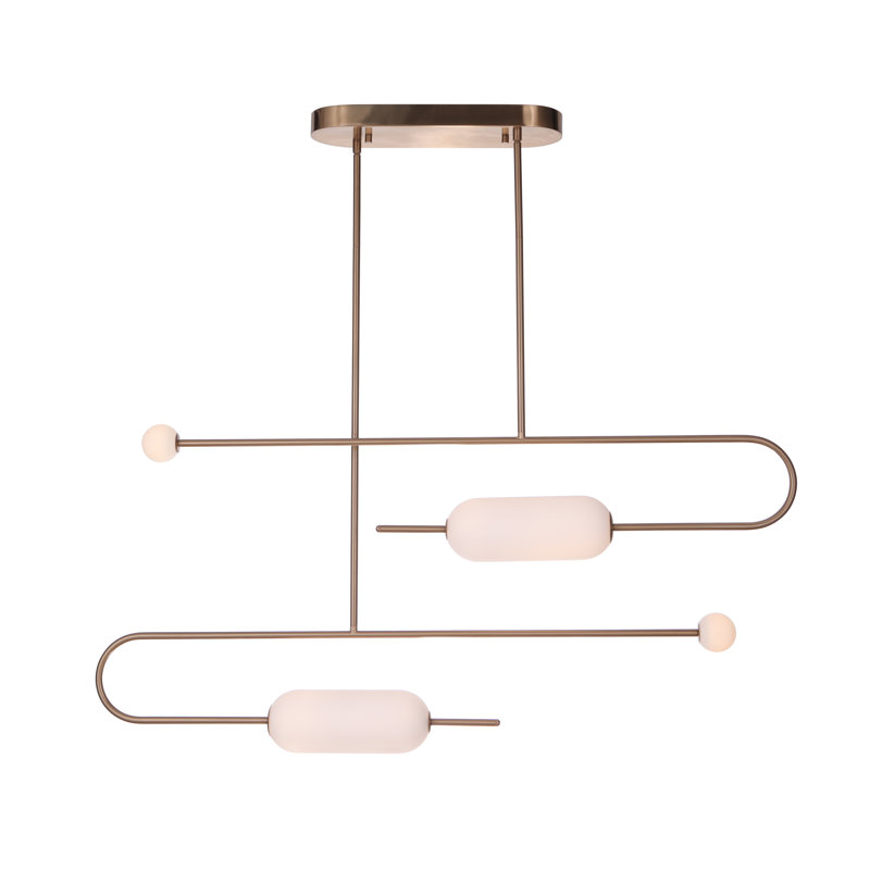 Luminaire suspendu unique à 2 lumières DEL Poulos, Laiton satiné