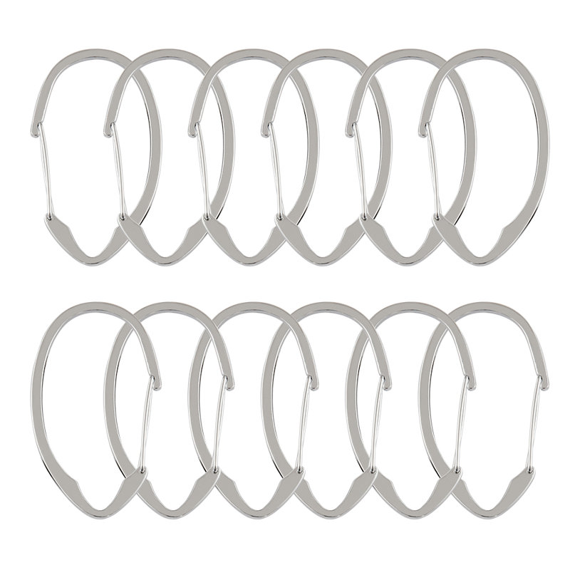 Chrome Rustproof Zinc Shower Curtain Rings Set of 12