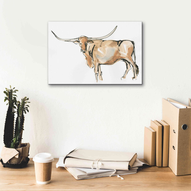 «Longhorn II» par Chris Paschke, estampe numérique sur toile, H 12 po x l 18 po x P 0,75 po