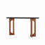 Console rustique avec base sculpturale et plateau en grain de bois