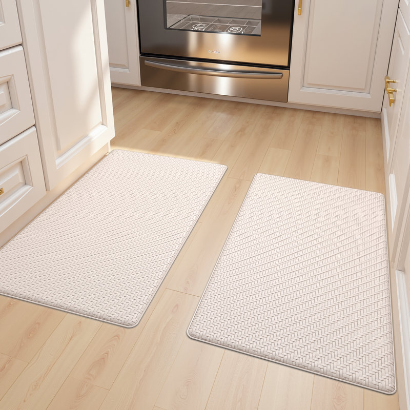 Jendrik Anti-Fatigue Kitchen Mat, Beige, 17" x 29" & 17" x 29"