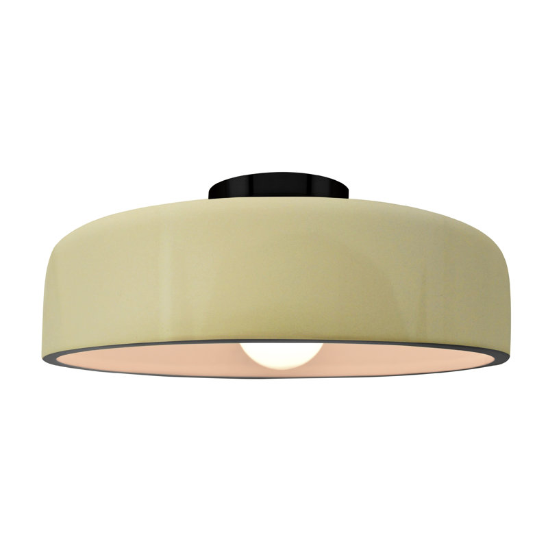 Plafonnier semi-encastré Radiance, Vanille lustrée, Noir mat, H 6,5 po x l 16 po x P 16 po