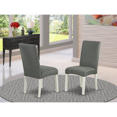 Chaises de salle à manger Driscol Parson - Chaises rembourrées en tissu de lin gris, ensemble de 2, lin blanc