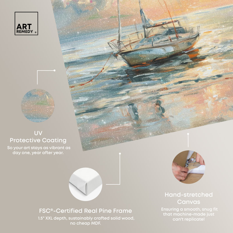 Sunset Sailboat on Canvas Wall Art, 16" x 24", Gallery Wrapped