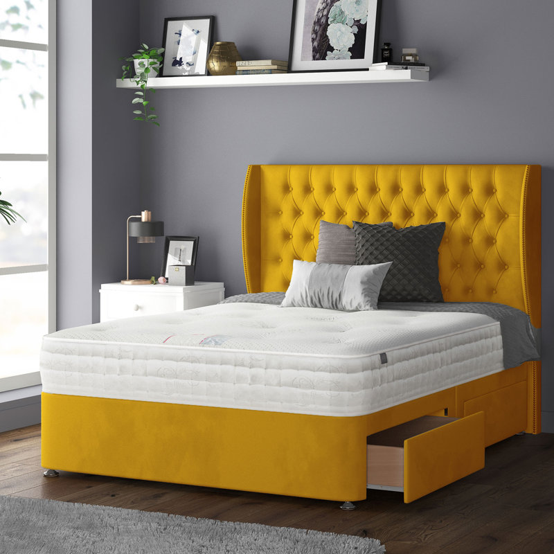 Mandalay Upholstered Headboard, Super King (6'), Yellow