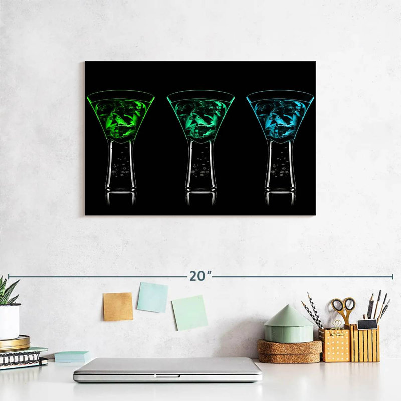 Yarlin bleu vert cocktails, H 8 po x l 12 po