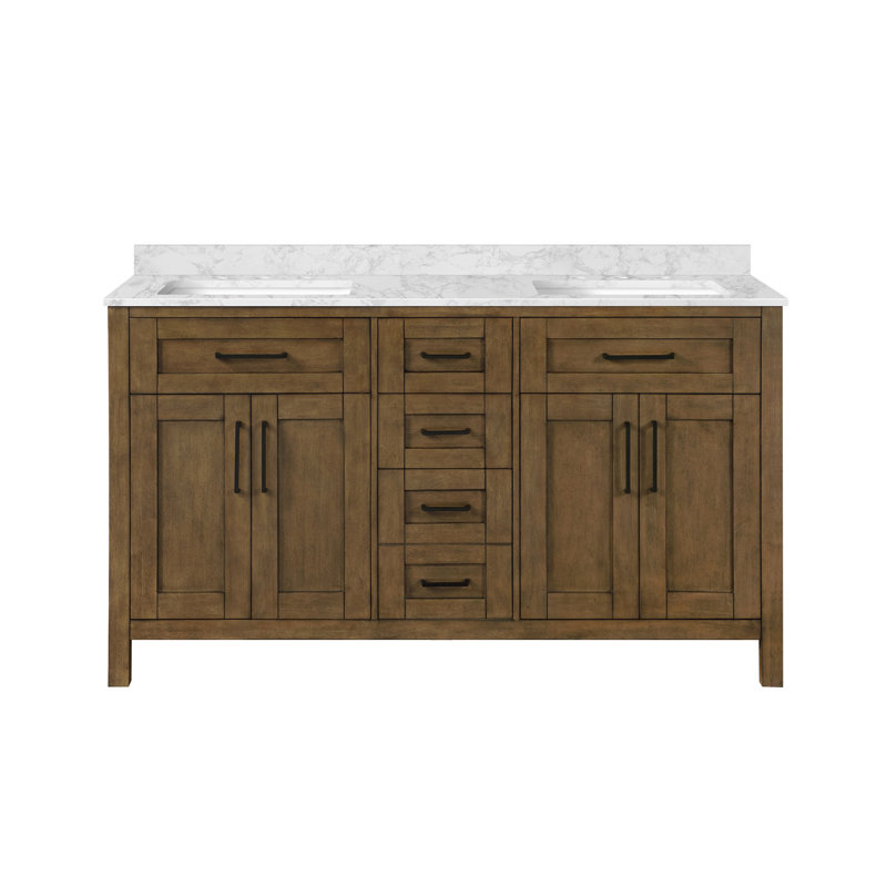 Ensemble de meuble-lavabo double 60 po Tahoe, Latte amande