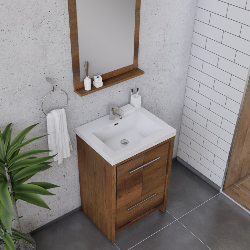 Ensemble de meuble-lavabo simple 24 po Feike, Brun