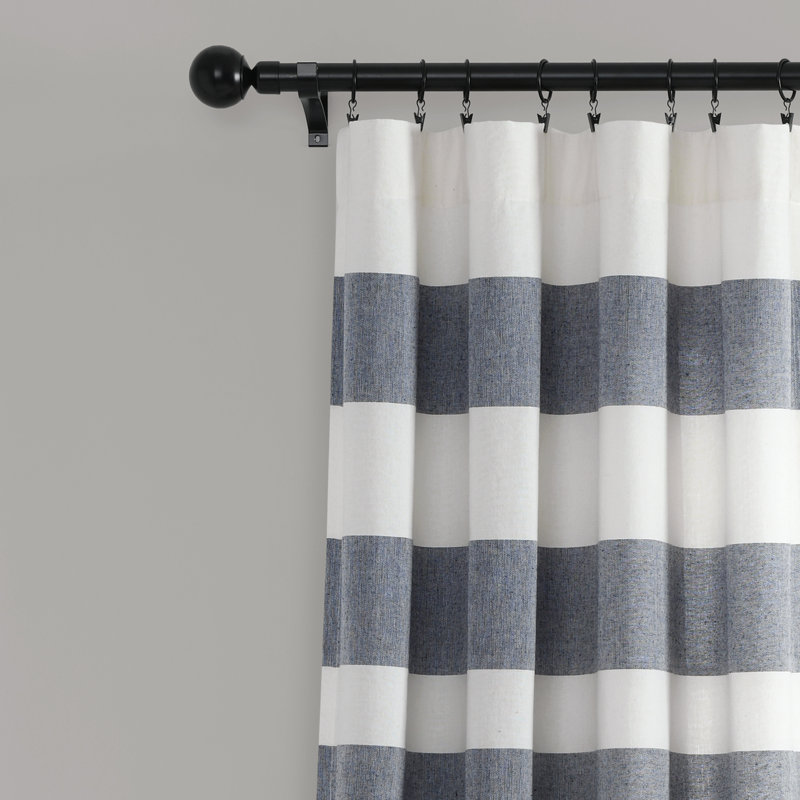 Paire de rideaux 100% coton à rayures Cape Cod, l 40 po x L 95 po, Bleu marine