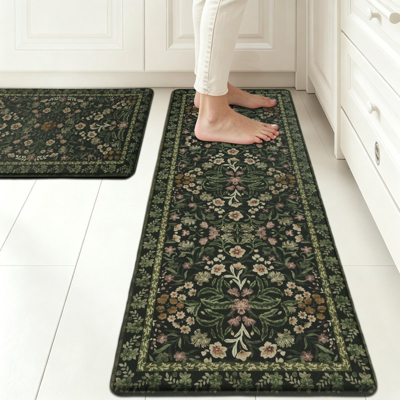 Tapis de cuisine anti-fatigue 2 pièces, Vert