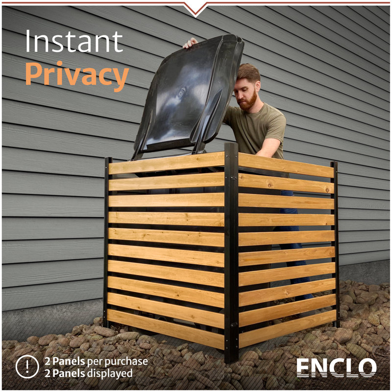 3.5ft H x 3.1ft W (2 Panels) No Dig Enclo Charleston Cedar Wood Privacy Screen, Ideal Outdoor Privacy Wall, Pool Equipment Enclosure, Trash Can Enclosures, Air Conditioner Fence, EC18009