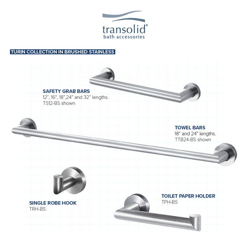 Turin 17.75'' Brushed Stainless Steel Wall Mounted Towel Bar