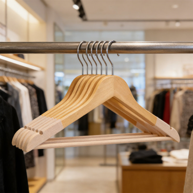 Cintres en bois de qualité supérieure - Antidérapant, crochet pivotant à 360 ° et conception peu encombrante, 60