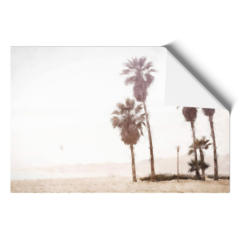 Palm Tree Beach Painting - Frameless Print, 21cm H x 30cm W x 0.1cm D