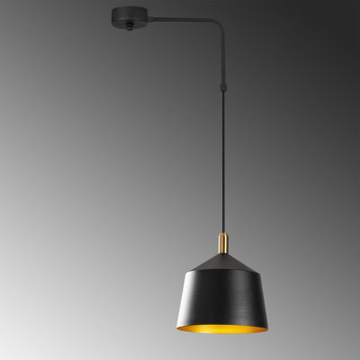 Lustre de style scandinave, noir et doré, hauteur réglable, 39,4 x 11,0 pouces | Corps en métal, 100 cm de hauteur | Douille E27, 40 W maximum | Élégant luminaire pour décoration de maison moderne, classé IP20
