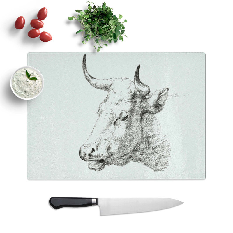 Glass Head of A Cow by Jean Bernard Chopping Board, 28.5 cm W x 20 cm L