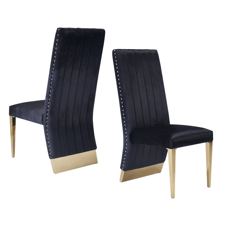 Rovala Velvet Side Chair, Black