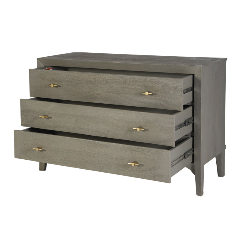 Commode rectangulaire à 3 tiroirs en bois l 46 po Rockport, gris / vert Rockport