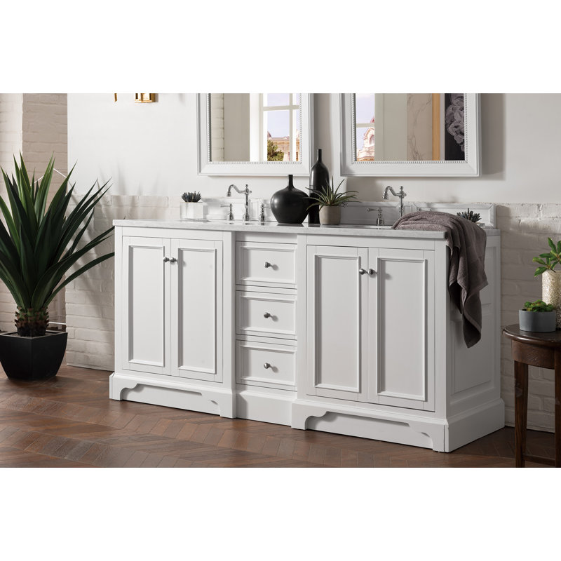 Kewstoke 72'' W Double Vanity, Carrara White, 8" Widespread