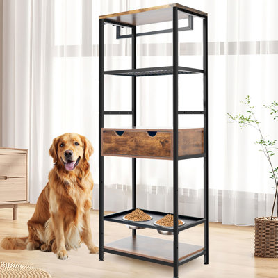 Dog Feeding Station,3 Height Adjustable Raised Dog Bowls