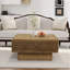 Table basse 31,52 "carrée en rotin + corde de chanvre avec fonction de rangement réglable, de style naturel rétro, pour la salle à manger