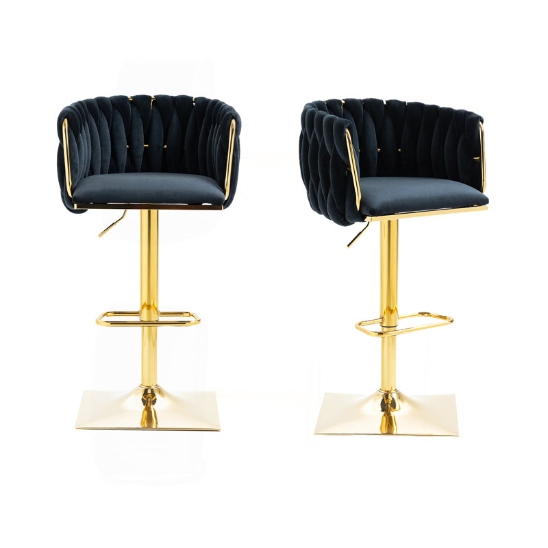 Tabourets de bar rétro avec dossier et chaises à hauteur de comptoir 2 pièces / ensemble, Noir