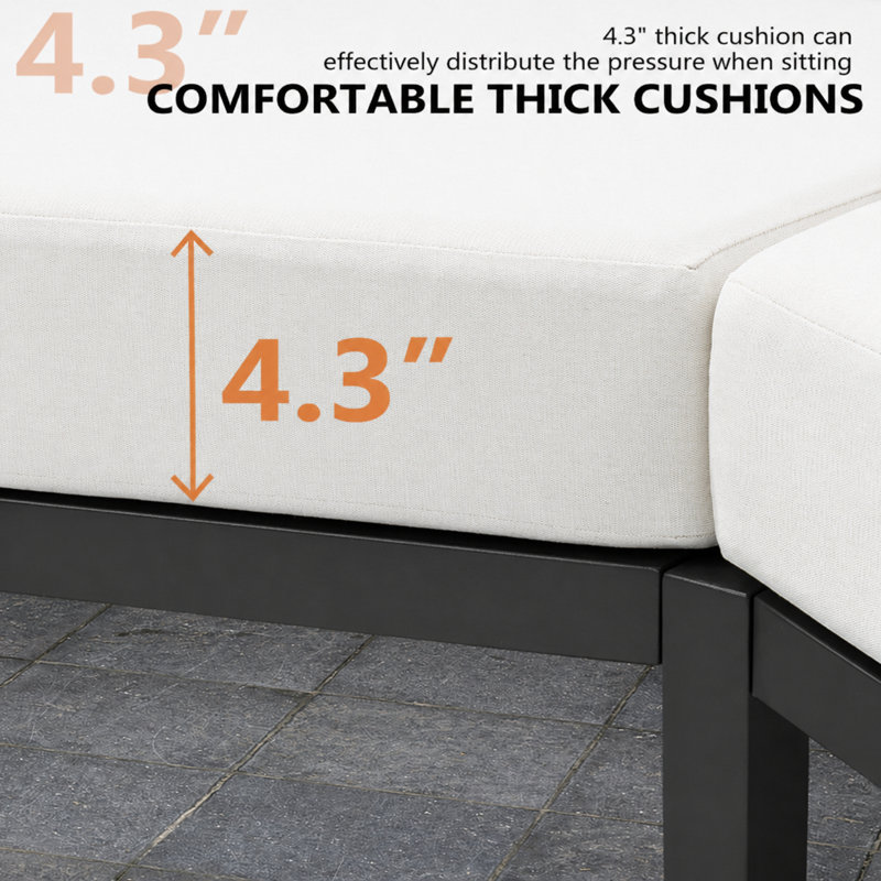 Ensemble de conversation pour patio pour 8 personnes en aluminium avec table, Beige