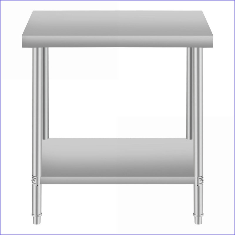 Table basse 24 po x 18 po en acier inoxydable pour la maison / restaurant - facile à nettoyer avec sous la tablette