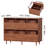 47.2" Large Record Player Stand, Vinyl Record Storage Cabinet,Brown Fit 7“/10"/12" Vinyl Record, Mid Century Turntable Stand, Media Cabinet with 6 DVD Drawers for Living Room, Music Corner