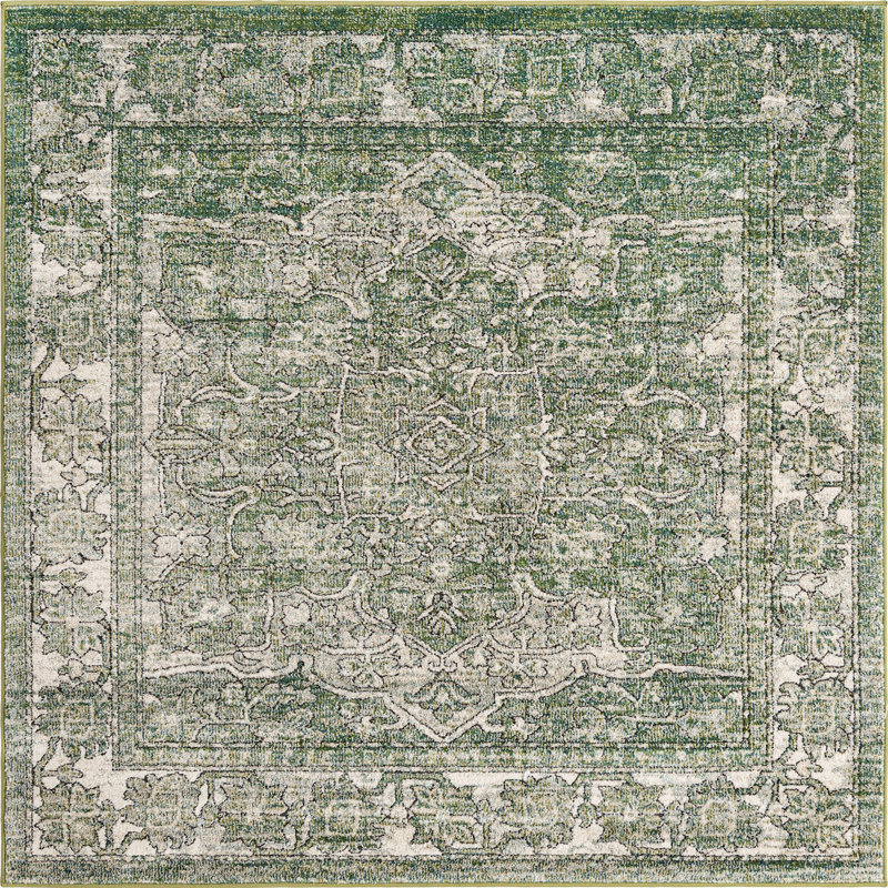 Tapis traditionnel Mekalah Moss Oriental, Carré 6 pi
