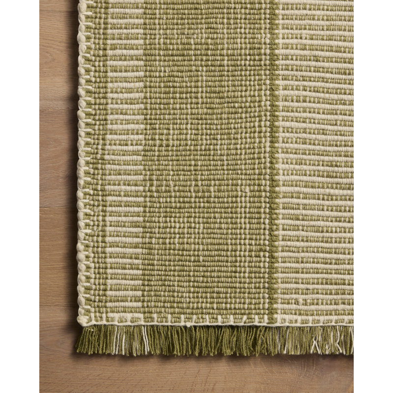 Tapis vert / ivoire Loloi Walburga, Vert / ivoire, 9 pi 3 po x 13 pi