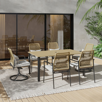6 - Person Rectangular Outdoor Dining Set with Cushions