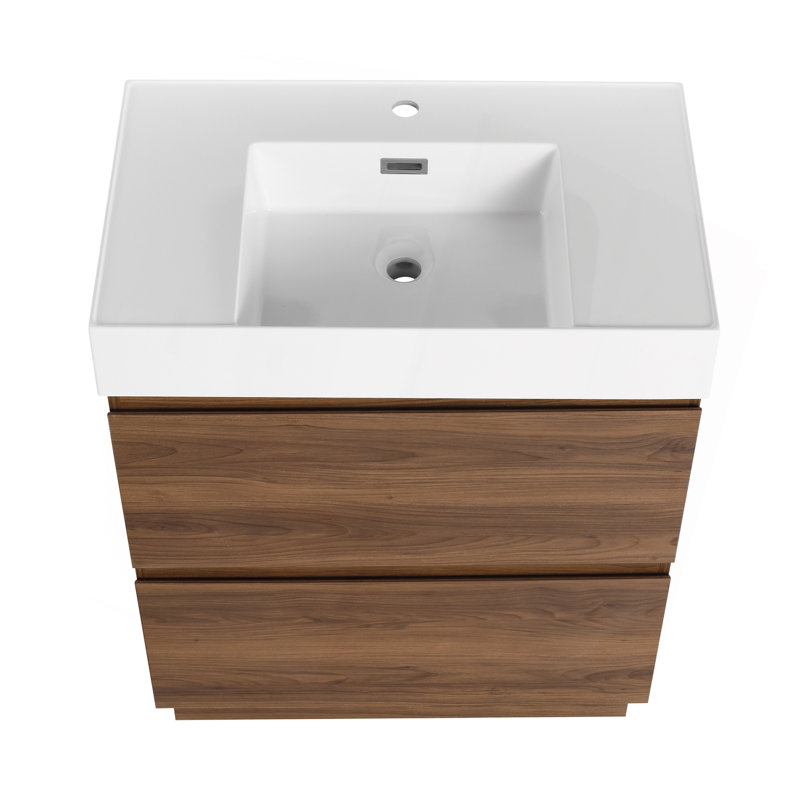 Ensemble de meuble-lavabo 30 po avec lavabo simple, meuble-lavabo de salle de bain encastré moderne avec double tiroir, meuble-lavabo de salle de bain autoportant