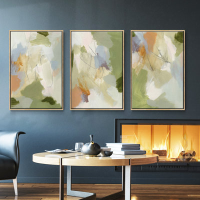 Verdure I - Ensemble de 3 reproductions encadrées sur toile