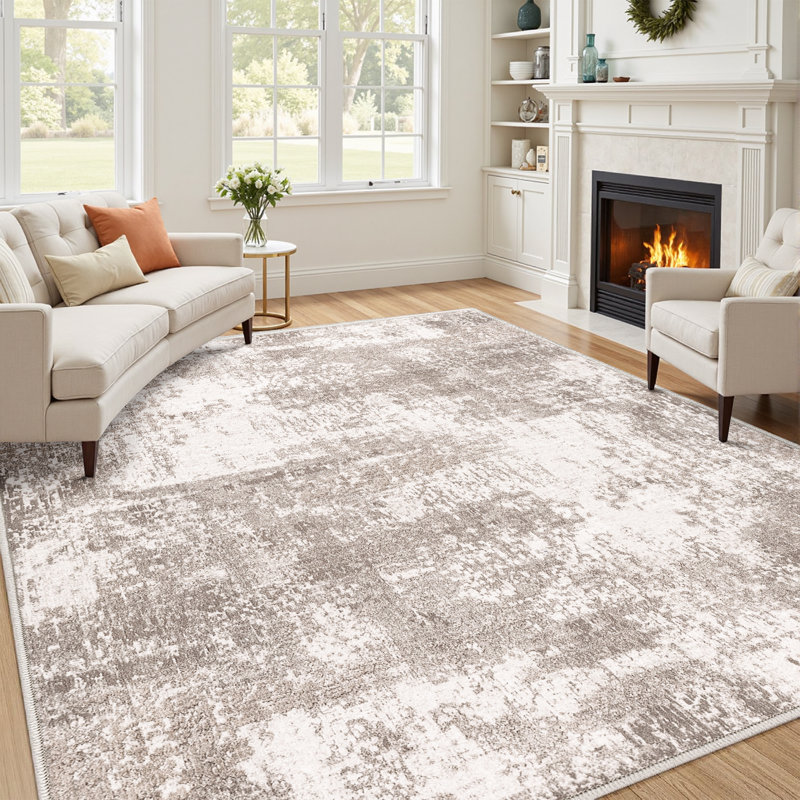 Elroy Amot Modern Abstract Machine Washable Area Rug with Non-Slip Backing, Rectangle 8' x 10'