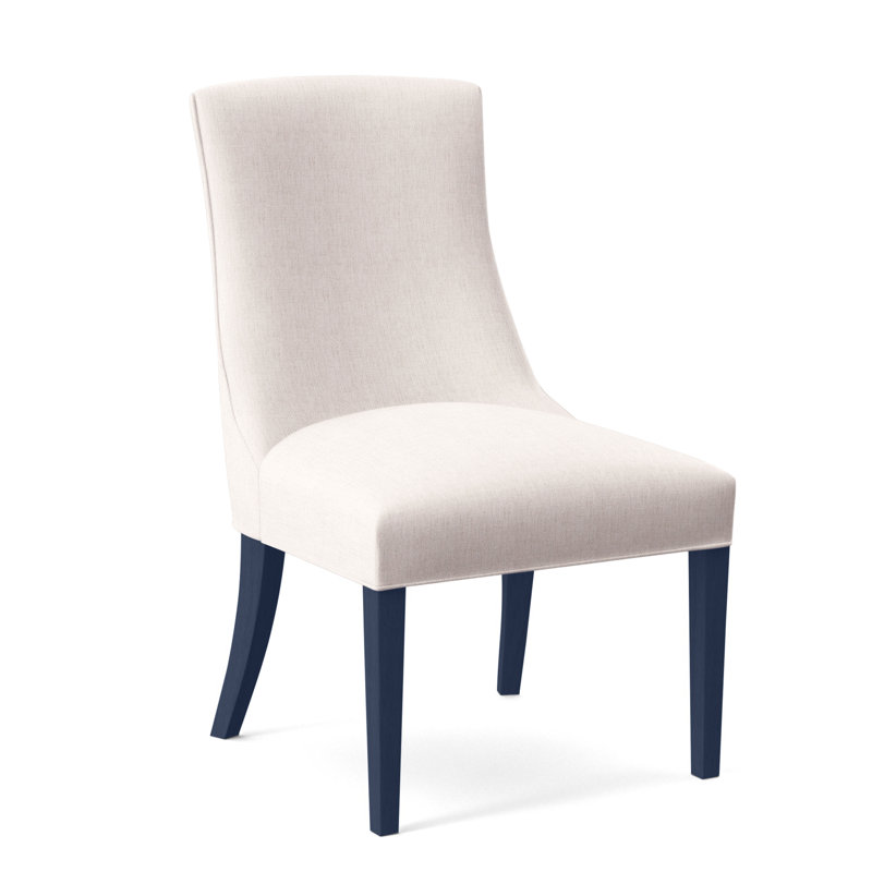 Tuxedo Slipper Dining Chair, White Sugar Performance; 0863-91, Coffee Finish