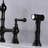 Bridge Dual Handles Kitchen Faucet In Matte Black With Pull-Out Side Spray, 360 Degree Rotatable High Spreading, Rust, Corrosion , Leak Proof, Brass Created Discharge Pipe, Made